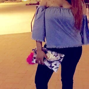 Off The Shoulder Denim Top!